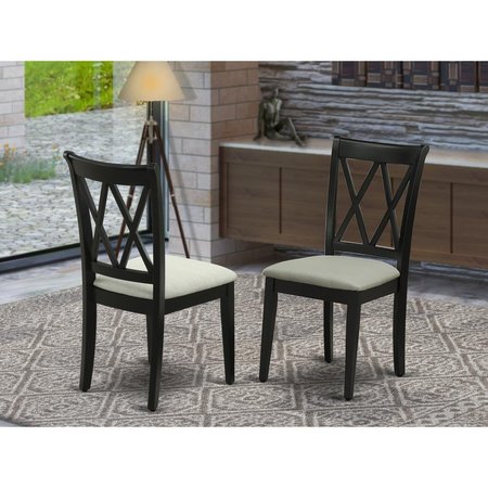 EAST WEST FURNITURE East West Furniture CLC-BLK-C Clarksville Double X-back Chairs with Linen Fabric Fabric Seat - Black - Set of 2 CLC-BLK-C